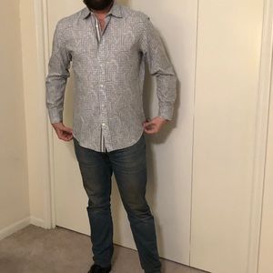 Gray Paisley button down shirt. L.